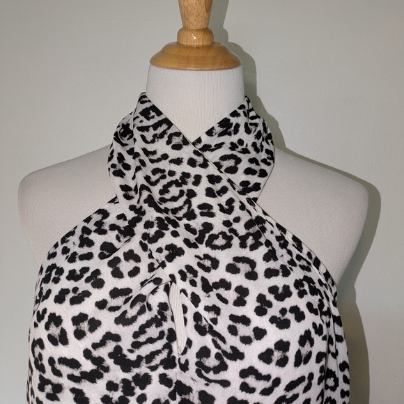 Ann Taylor Factory Tops - Ann Taylor Factory Black and White Sleeveless Halter Blouse